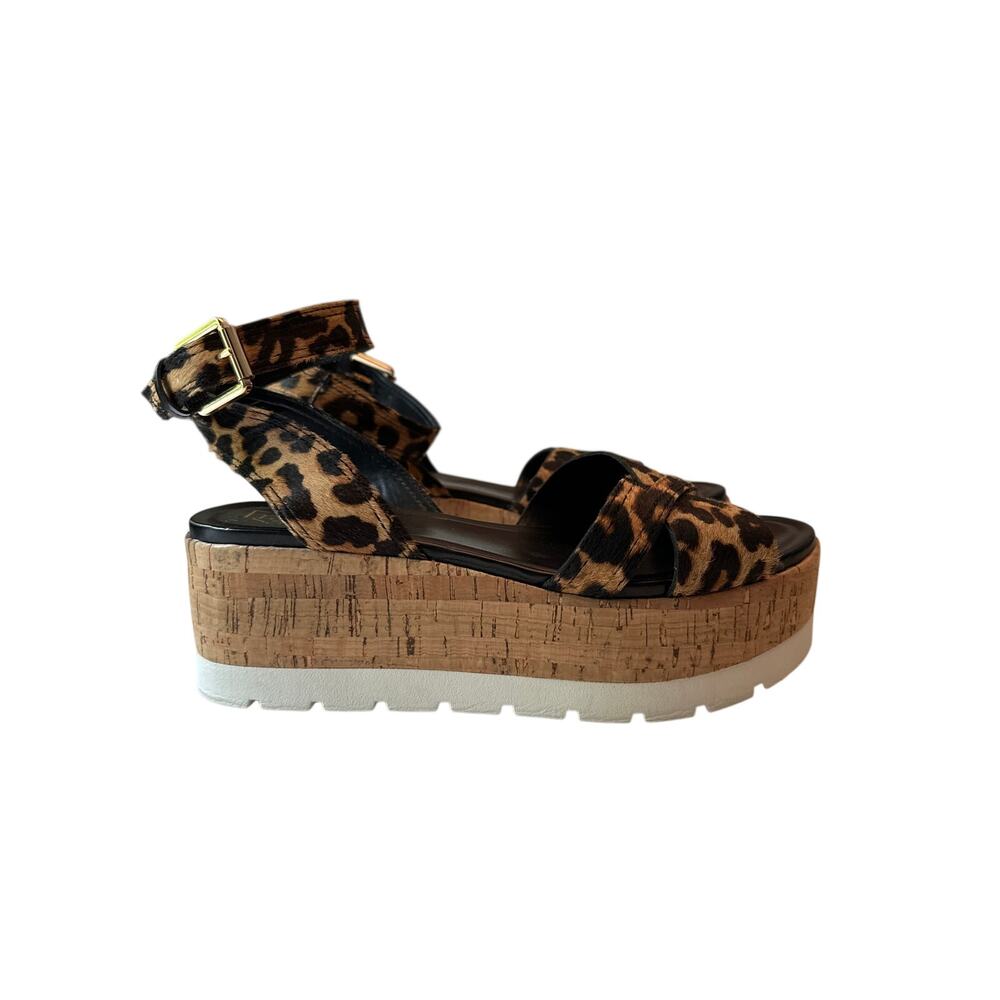 Sarto by Franco Sarto Platform Wedge Sandals Women 8 Leopard Mob Wife